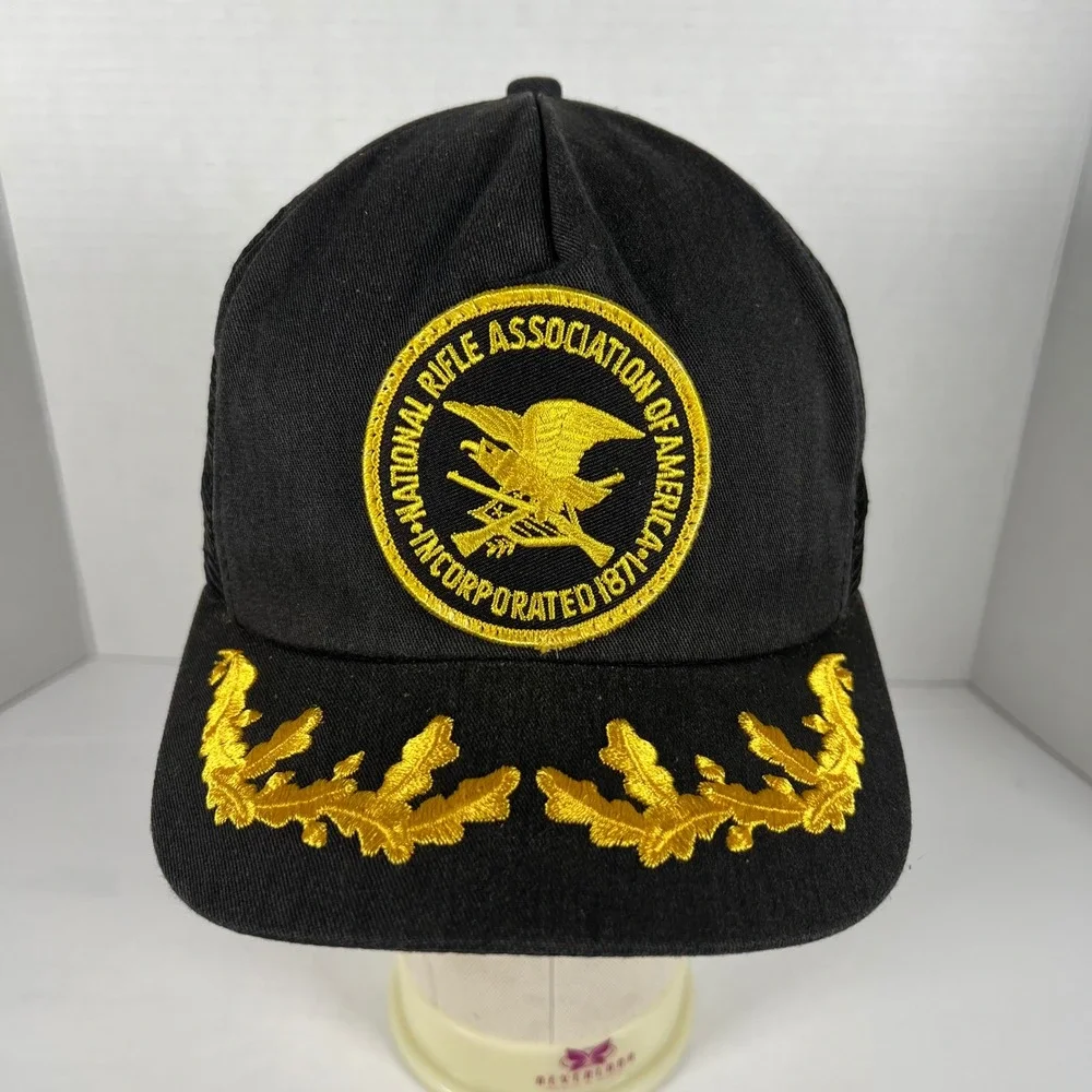 Vintage NRA National Rifle Association‎ Trucker Hat Black Gold Scrambled Eggs